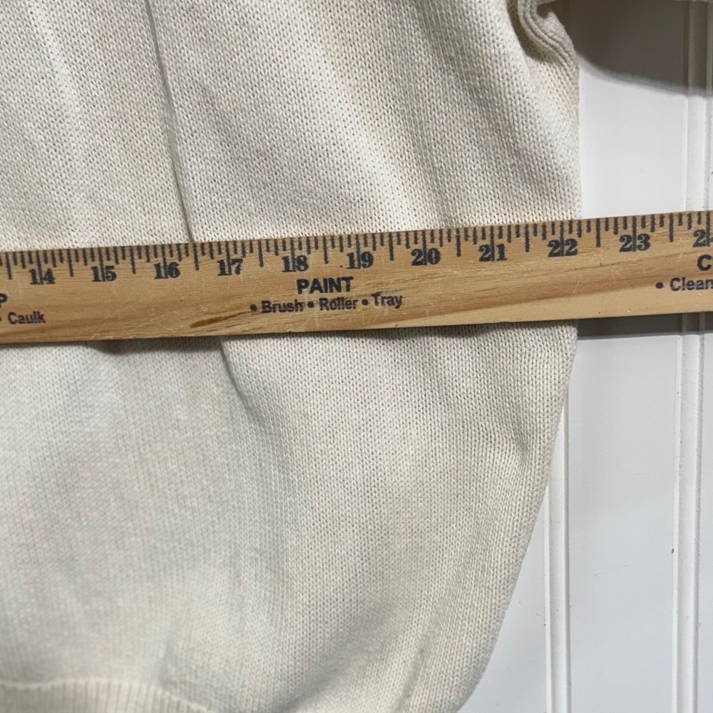 Chelsea Gardens Vintage 90s XL Cream Cotton Knit Turtleneck‎ Sweater Made in USA - Picture 5 of 7